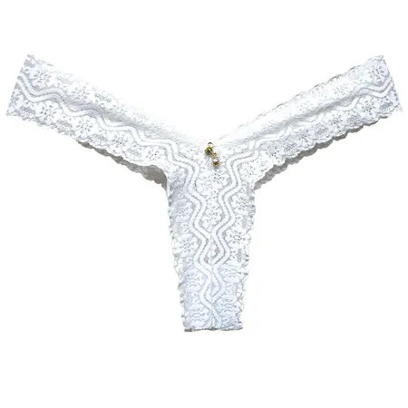 Calcinha Sexy Fio Dental em Renda - Sedenta - Branco - Ref 3178