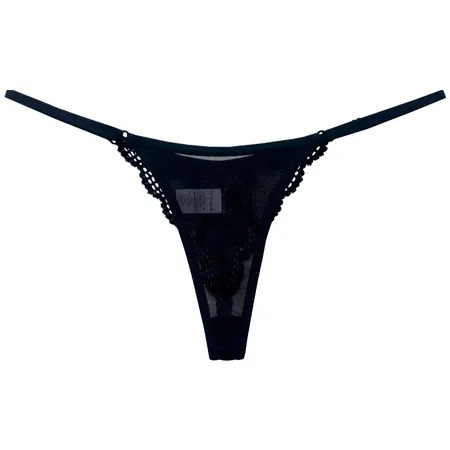 Calcinha Sensual Fio Dental em Renda e Tule - Sempre Tua - Preto - Ref 3191