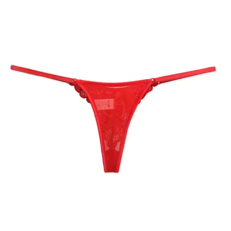 Calcinha Sensual Fio Dental em Renda e Tule - Sempre Tua - Vermelho - Ref 3189