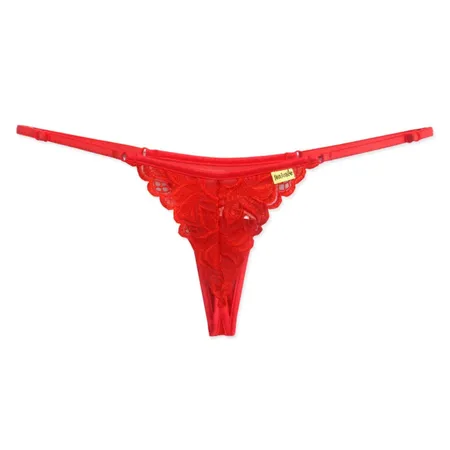 Calcinha Sensual Fio Dental em Renda e Tule - Sempre Tua - Vermelho - Ref 3189