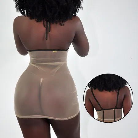 Vestido Ousado em Tule com Muita Transparência e Sensualidade - Doando - Preto - Ref 3192 Vestido Ousado em Tule com Muita Transparência e Sensualidade - Doando - Preto - Ref 3192
