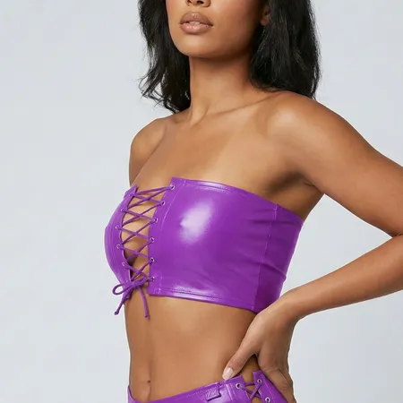 Cropped em Cirrê com Ilhós em Amarração - Original - Roxo - Ref 3079