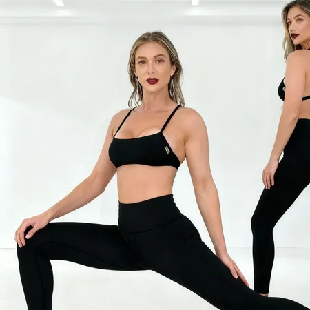 Top Fitness Feminino em Suplex sem Forro e com Leve Transparência - Crucial - Preto - Ref 3220
