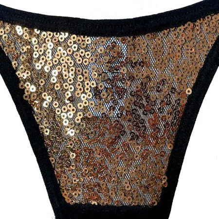 Calcinha Fio Dental Sexy em Tule com Paetê - Faísca - Preto - Ref 1929