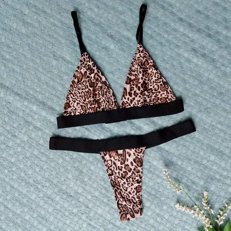 Conjunto Sexy Sem Bojo em Animal Print - Tivoli - Preto - Ref 1570