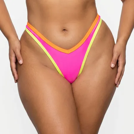 Calcinha Asa Delta Plus Size em Tule com Transparência - Marília - Pink Neon - Ref 1796