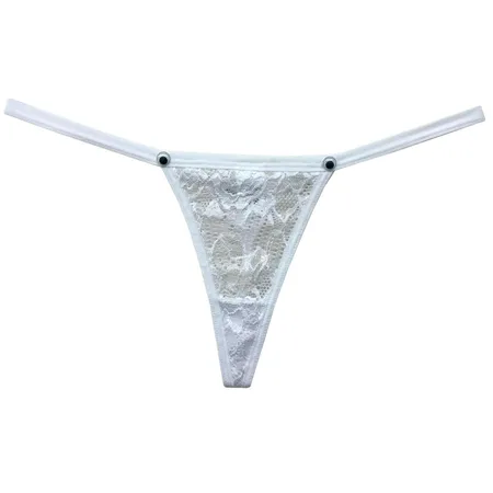 Calcinha Sensual em Renda com Olhinhos e Bumbum Fio Triângulo - Tô de Olho - Branco - Ref 3249