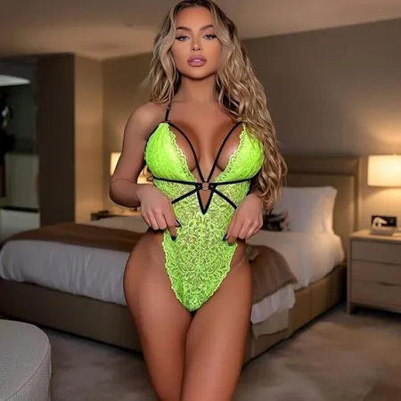 Body Sexy Costas Nuas sem Bojo em Renda e Regulagem - Abaeté - Amarelo Neon - Ref 1889