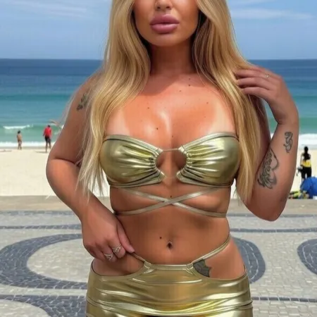 Top Sexy Multiplas Amarrações em Tecido Metalizado - Voador - Ouro - Ref 3259