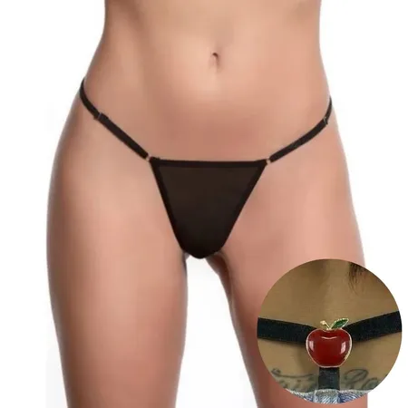 Calcinha Fio Dental de Luxo com Transparência - Apple - Preto