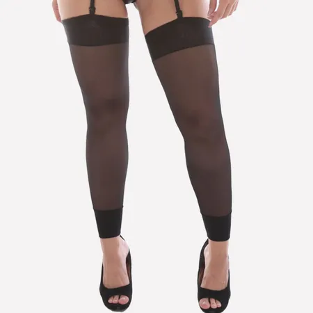Meia 7/8 em Tule com Transparência - Favorita