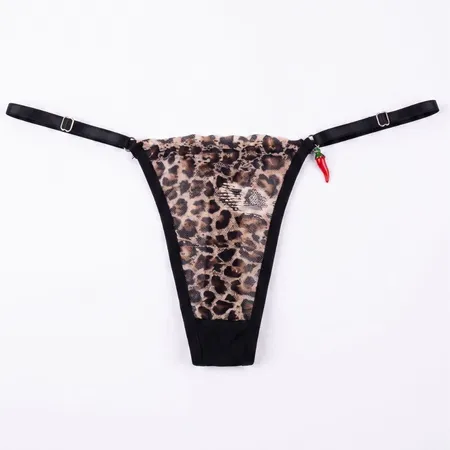 Calcinha Fio Dental em Tule Animal Print com Biju de Pimenta - Amora