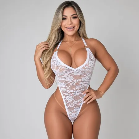 Body Fio dental Cavado em Renda com Costas Nuas - Estrondo